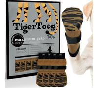 DOK TigerToes Premium Non-Slip Dog Socks for Hardwood Floors - Extra-Thick Grip That Works Even When Twisted - Prevents Licking, Slipping, and Great for Dog Paw Protection (Cool Caramel, Large)