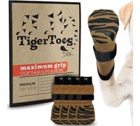 DOK TigerToes Premium Non-Slip Dog Socks for Hardwood Floors - Extra-Thick Grip That Works Even When Twisted - Prevents Licking, Slipping, and Great for Dog Paw Protection (Cool Caramel, XXL)
