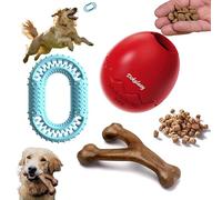 DOKALAZY Three-in-One Dog Toys, Fillable & Treat Dispensing Dog Toy to Keep Them Busy, Durable Nylon Bone for Aggressive Chewers, Rubber Teething Toy for Chewing & Interactive Fetch Play