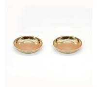 DOKCHAN Brass Plain Design Heavy Plate for Store kumkum, haldi, akshat, Prashad/Heavy Small thali for Pooja Purpose Round Shape Plate (Size - 12.4cm) Pack of 2