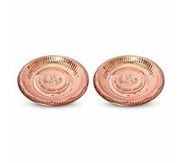 DOKCHAN copper Om plate For pooja, home Decoration, Temple (mandir), aarti/Copper Pooja thali (Size - 6.5in) Pack of 2