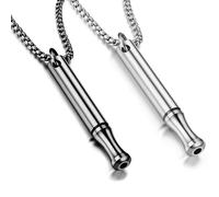 Dokduk 2PCS Anxiety Relief Necklace, Steel Breathing Necklace, Calm Carry for Anxiety-Portable Stainless Steel Whistle chain, Meditation, Gift for Women Men (Black+Silver)