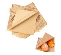 Dokeno Pack of 100 Snack Bags, 18 x 18 cm Burger Paper Greaseproof Sandwich Wrap Paper Food Bags, Old Newspaper Print Style Deli Paper Sheets Bags Open on Two Sides for Cheese Chips