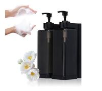 Dokeno Soap Dispenser Black, Modern Hand Glass Bathroom Stylish Liquid Empty Pump Bottle, No Drilling Refillable Plastic Shampoo Conditioner Shower Gel
