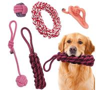 DOKI Dog Chew Toys 5pcs, Strong Dog Rope for Teeth Cleaning or Training Natural Cotton Toys Set for Medium Large Dogs