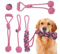DOKI Dog Chew Toys Sets 5pcs, Strong Dog Rope for Teeth Cleaning or Training Natural Cotton Toys Set for Medium Large Dogs