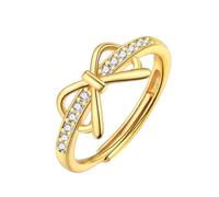 DOKIA Silver Rings for Women Girls, Adjustable Bowknot Finger Ring for Birthday Christmas Bestie Daughter Granddaughter Niece