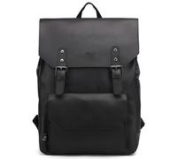DokinReich Laptop Backpack PU Leather 14 Inch Laptop Notebook Rucksack for Women, Men Students Daypack for Travel, Business, College (Dark Brown) (Black A)