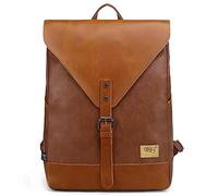 DokinReich Laptop Backpack PU Leather 14 Inch Laptop Notebook Rucksack for Women, Men Students Daypack for Travel, Business, College (Brown)