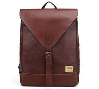 DokinReich Laptop Backpack PU Leather 14 Inch Laptop Notebook Rucksack for Women, Men Students Daypack for Travel, Business, College (Dark Brown)