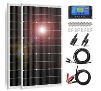 DOKIO 2PC Solar Panel 100W 18V Monocrystalline 200W with 20A Controller