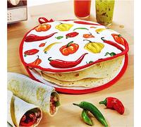 DOKKIA Tortilla Warmer Taco 12 Inch Insulated Cloth Pouch - Microwavable Use Fabric Bag Servers to Keep Food Warm (12 Inch, Carnival Fiesta Themed Chili Pepper Party)