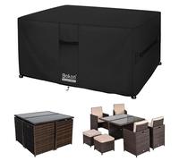 Dokon Garden Furniture Covers Waterproof Upgrade 420D Oxford Fabric Cube Patio Set Cover Weatherproof Winter Outdoor Table and Chair Cover with Air Vents, Multi-size (125x125x74cm)