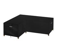 Dokon L-Shape Garden Furniture Covers Waterproof Heavy Duty Oxford Fabric Windproof Anti-UV Outdoor Rattan Corner Sofa Cover with Air Vents, Patio Sofa Cover (210x260x85cm) - Black