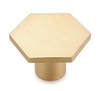 DOKOT 10PCS Hexagon Brass Drawer Knobs Solid Kitchen Cabinet Pull Cupboard Handle Hardware (34mm Diameter x 21mm Height)