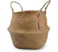 Dokot Handwoven Basket with Handles, Natural Seagrass, Large Storage / Laundry Basket, 38 x 34 cm