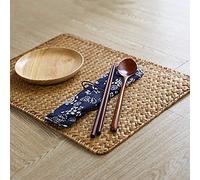 DOKOT Natural Seagrass Hand-woven Rectangular Rattan Place Mats, Set of 4
