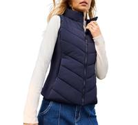 Dokotoo Winter Jackets for Women Puffer Vest Heated Gilet Womens Sleeveless Coats with Pockets Zip Up Women's Gilets Outerwear Stand Collar Coat Quilted Vests Lightweight Ladies Jacket Navy Blue M