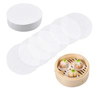 Dokpav Baking Parchment, 500pcs 9cm Non-Stick Greaseproof Baking Parchment Paper, Baking Oil Paper, Bamboo Steamer Paper, Air Fryer Liner, Wax-Paper Beef Burger Discs, for Burger,Patty,Cooking,Grill
