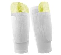 Dokpav Football Shin Guard Socks Sleeves Double Layer Mesh Breathable for Football Games Beginner Elite Athlete Running Jogging - Children Teenagers Boys Girls Men Women- No Shin Pads (Teen - White)