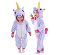 Doladola Baby Boy's Girl's Rompers Animal Hooded Onesie Toddler's Jumpsuits Autumn Winter Outfits(2-3 Years,Purple Unicorn)