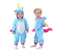 Doladola Baby Boy's Girl's Rompers Animal Hooded Onesie Toddler's Jumpsuits Autumn Winter Outfits(2-3 Years,Blue Unicorn)