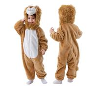 Doladola Baby Boy's Girl's Rompers Animal Hooded Onesie Toddler's Jumpsuits Autumn Winter Outfits(2-3 Years,beige lion)
