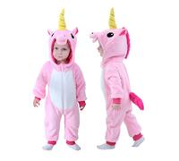 Doladola Baby Boy's Girl's Rompers Animal Hooded Onesie Toddler's Jumpsuits Autumn Winter Outfits(4-5 Years,Pink Unicorn)