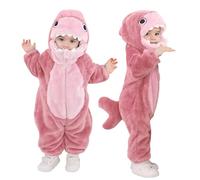 Doladola Baby Romper Animal Onesie Pajamas Infant Jumpsuit Halloween Costume(6-12 Months,Pink Shark)