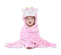 Doladola Toddlers' Plush Animal Themed Hooded Blanket,Baby Flannel Receiving Blankets for Girls and Boys,Kids Play time Blanket (Pink Cow)