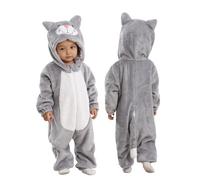 Doladola Unisex Baby Onesie Animal Cartoon Cat Jumpsuits Toddler's Hooded Rompers Outfit(3-4 Years, gray cat)