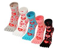 DOLAFO Womens Toe Socks Five Finger Short Length Ankle Socks Funny Pattern Sports Socks Colourful for Running, Yoga, 5 Pairs