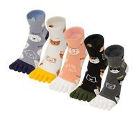 DOLAFO Women's Yoga Socks Five Finger Short Length Ankle Socks Funny Pattern Toe Sports Socks Colourful for Running, 5 Pairs