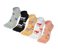 DOLAFO Women's Yoga Socks Five Finger Short Length Ankle Socks Funny Pattern Toe Sports Socks Colourful for Running, 5 Pairs