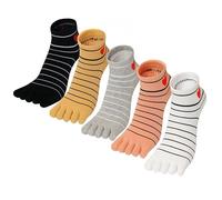 DOLAFO Women's Yoga Socks Five Finger Short Length Ankle Socks Funny Pattern Toe Sports Socks Colourful for Running, 5 Pairs