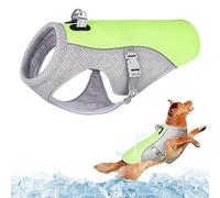 Dolahovy Dog Cooling Vest Harness,Breathable Mesh Dog Cool Jacket Adjustable Summer Dog Coat Reflective Safety Ice Clothes for Large Medium Small Dogs Walking Outdoor (3XL, Green)