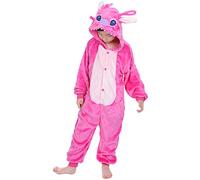 Dolamen Kids Unisex Onesies Kigurumi Pyjamas, Girls Boys Flannel Animal Sleepsuit Nightwear Hoodie, Halloween Costume Clothing, Xmas, Cosplay Party (100 fit for Height 90-100CM (35"-39"), PinkStitch)