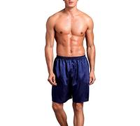 Dolamen Men’s Pyjamas Bottoms Shorts Satin, 2 Pack Silky Satin Nightwear Underwear Boxer Casual Trunks Trousers Pants with Elastic Waistband, Pefect for Sleeping & Leisure Time (XX-Large, Blue)