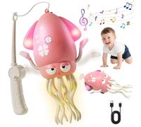 Dolanus Toys for 3+ Year Old Kids: Dancing Crawling Octopus Sensory Baby Toy, Gifts for Boys Girls Age 1 2 3 4 Years Old Birthday, Musical Squid with Light for 12-18 Months Walking Toddlers (Pink)