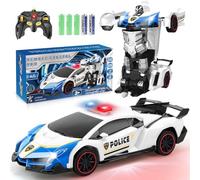 Dolanus Toys for Kids Age 3+, Transforming Police RC Remote Control Car for Boys and Girls Birthday Presents, 360° Rotating Robot RC Drift Car Toys (Blue)