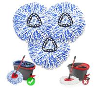 Dolanx Mop Replace Head 3 Pack for O-Cedar RinseClean,Microfiber Spin Mop Heads Replacement Refills for Deep Cleaning Home Bathroom Kitchen Tile Floor (Blue White)