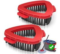 Dolanx Scrub Brush Attachments for Vileda H2Pro Turbo Mop System, 2 Pcs Scrubber Head, Triangle Spin Mop Hard Bristles Cleaning Brush Replacement Accessories for Bathroom Kitchen Pool Tile Floor