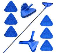 Dolanx Wall Mop Cleaner Long Handle 202 cm, 180° Folding Ceiling Washer Scrubber and Squeegee, Triangle Baseboard Cleaning Tool Duster with 6 Microfiber Chenille Pads for Painted Walls Window Floor