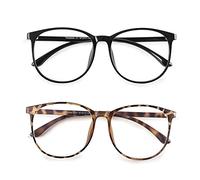 Dolarosey 2 Pack Blue Light Blocking Glasses Oversized Frame for Computer/Phone/Pad/Game/TV,Anti Glare Avoids Headaches Eye Strain(black and tortoiseshell)