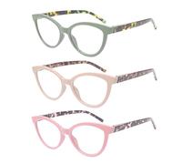 Dolarosey Reading Glasses 3 Pack Cat Eye Mixed Color Womens Clear Vision Readers (1.5)