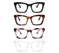 Dolarosey Trendy Blue Light Stylish Reading Glasses for Women, Retro Square Cute Sturdy Computer ladies Readers(1.75)