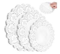 Dolaso 150 Pcs Paper Doilies - 3 Sizes, Doilies Lace Paper White Round for Buffet, Cake, Fried Food, Party, Wedding Tableware Decoration