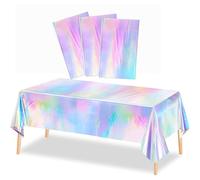 Dolaso 3 Pack Iridescent Tablecloth Laser Disposable Table Covers, 54"x108" Plastic Tablecloths Party Decorations for Birthday Party Wedding Baby Shower Mermaid Ocean Theme Party
