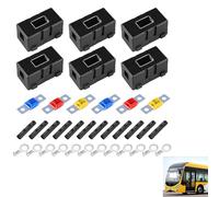 Dolaso 6Pcs Midi Fuse Holder, ANS Car Fuse Holders with 40A, 50A, 80A Amp Fuses and 8 Terminals, Black