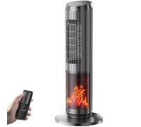 Dolaso Electric Heater for Home Energy Efficient 2000W, Tower Fan Heater with Fireplace, Thermostat, Oscillation, Remote Control, 3 Modes, 1-8H Timer, Overheating and Tip-Over Protection